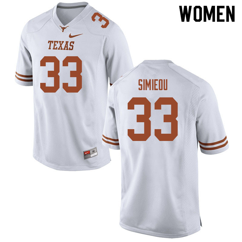 Women #33 Anton Simieou Texas Longhorns College Football Jerseys Sale-White